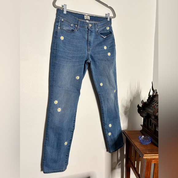 J. Crew Slim Boyfriend Jeans Size 27 Daisy Embroidery - Picture 4 of 15